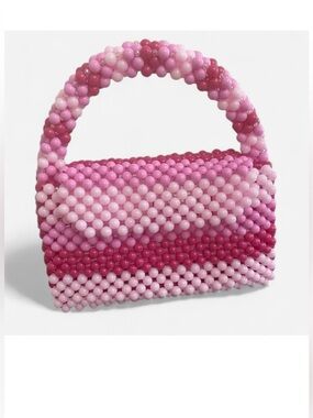 Pink purse Beaded Clutch women's Handmade Handbag